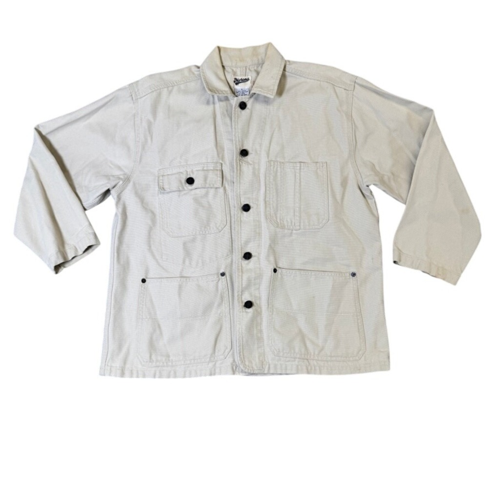 Merona Unisex Cotton Canvas Chore Jacket Cream Off White Utility Work Coat Small